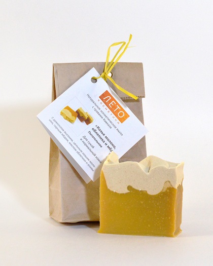 Питательное натуральное мыло Козье молоко, облепиха и мёд 